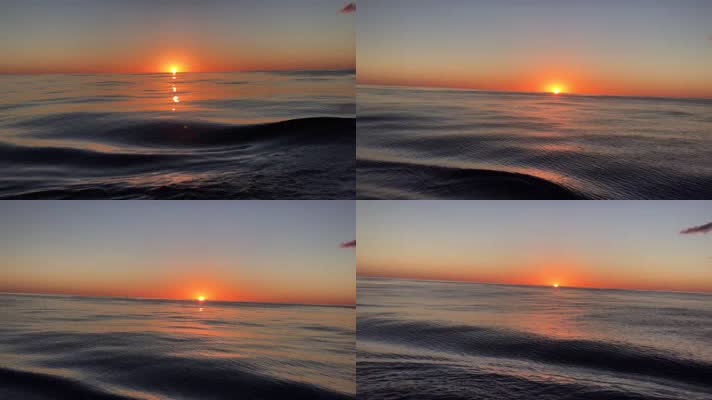 4k绝美海面海浪夕阳日落过程视频素材