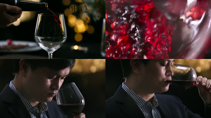 西餐红酒倒红酒喝红酒品酒升格视频素材视频素材