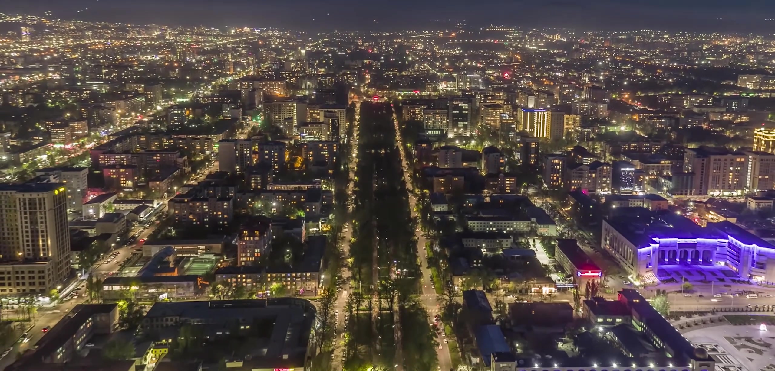 吉尔吉斯斯坦延时比什凯克夜景延时视频素材