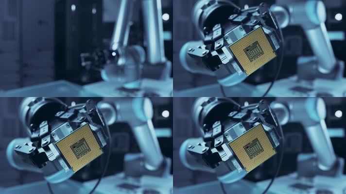 cpu芯片移动的工业机器人视频素材