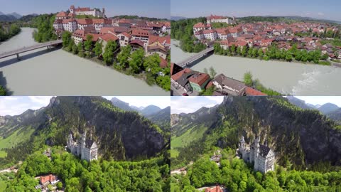 4K德国巴伐利亚新天鹅石城堡航拍