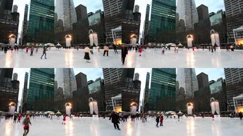 纽约曼哈顿溜冰场欢乐人群