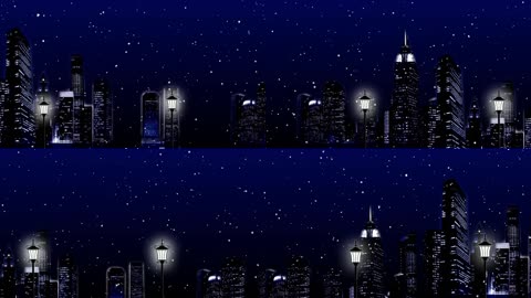 城市夜景飘雪背景