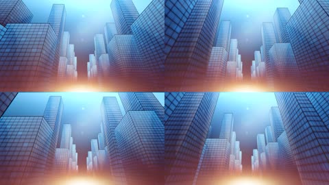 虚拟高楼大厦光道路未来城市