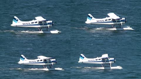 水上飞机海水中漂流实拍视频