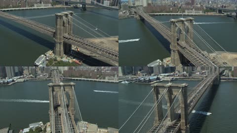 航拍布鲁克林跨海大桥
