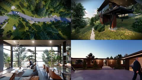 3D半山别墅豪宅景观室内建筑动画