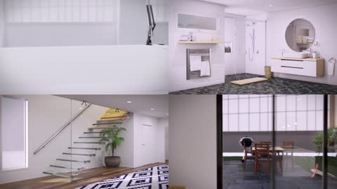 3D别墅建筑设计室内装修生长动画
