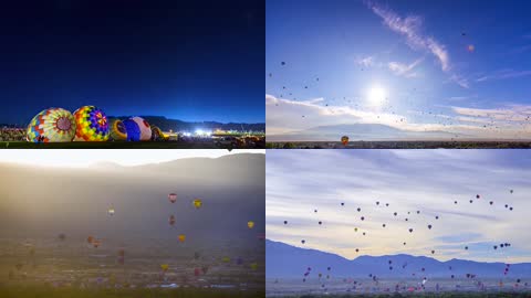 多彩的热气球延时摄影