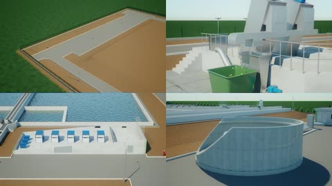 3D大型污水处理厂工作流程动画
