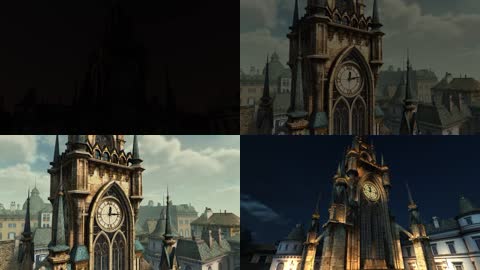 4K城堡钟表动画