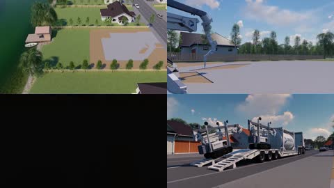 3D建筑未来湖畔别墅人工智能施工建设