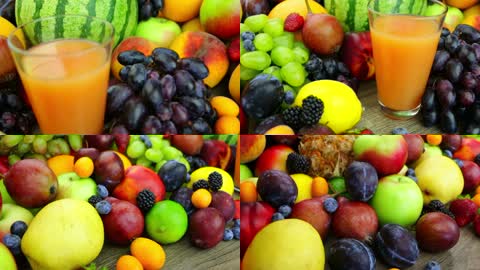 各种水果和果汁视频