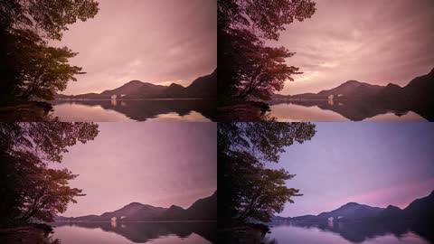 湖畔流云夕阳