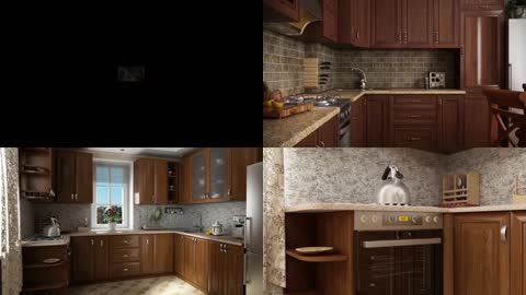 3D房地产室内厨房动画