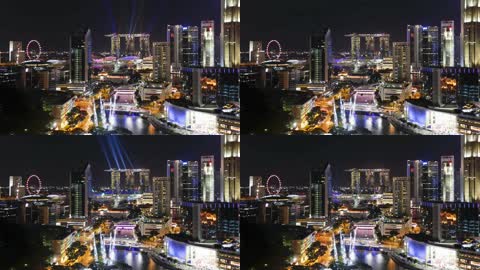 新加坡地标建筑城市夜景