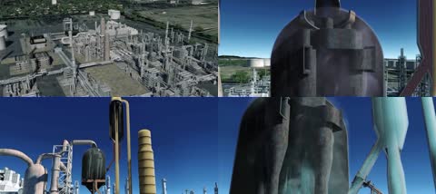 3D化工厂炼油厂管道故障过程动画