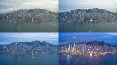 震撼香港维多利亚港从日入夜