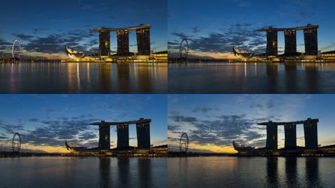 日落下新加坡地标建筑