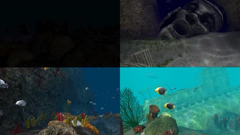 3D潜水海底沉船探险海洋生物