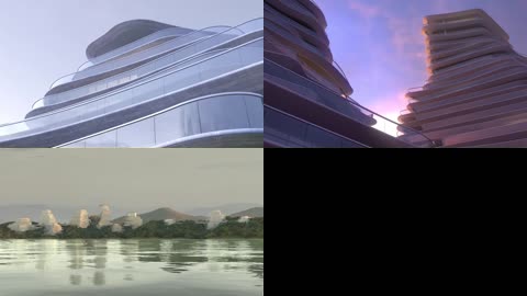 3D湖畔异形酒店建筑设计规划