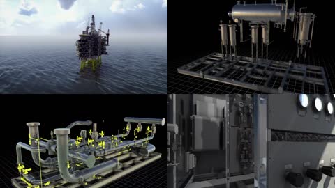 3D海洋油气能源开发管道建设能源转换