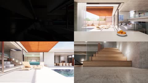 3D现代豪宅建筑室内效果图动画4K