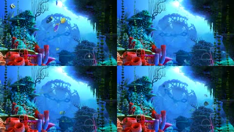 3d唯美珊瑚时钟海底世界水族馆