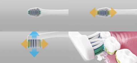 3D牙刷刷牙去除残留牙菌斑软垢食物残渣