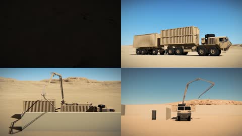 3D无人区围墙军营建筑智能施工建设