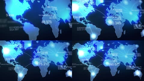 世界地图互联网科技连接连线视频