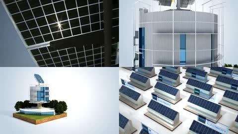 3D太阳能光伏发电新能源节能环保