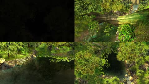3D唯美森林瀑布溪流小湖泊仙境