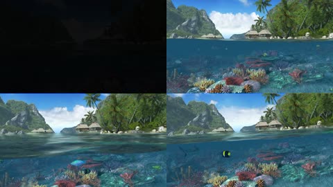 3D唯美岛屿海底世界珊瑚海洋生物