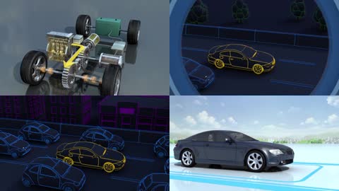 3d新能源燃料电池汽车工作原理动画
