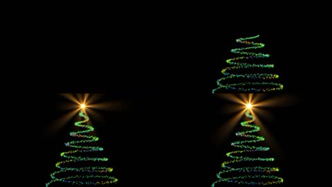 四角形粒子线条旋转绕成圣诞树光效发亮跳动视觉效果视频素材