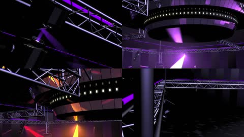 三维空间构建炫彩灯光舞台场景射线变幻视觉LED背景视频素材