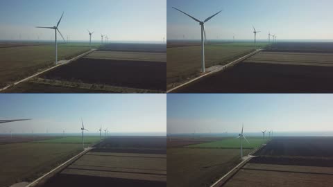 一排风轮发电新能源视频素材