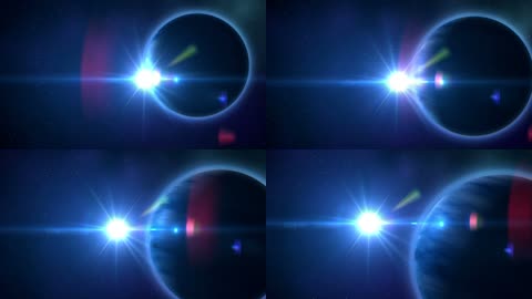 蓝色星球炫光太阳移动照射科幻星际场景视觉冲击LED背景视频素材