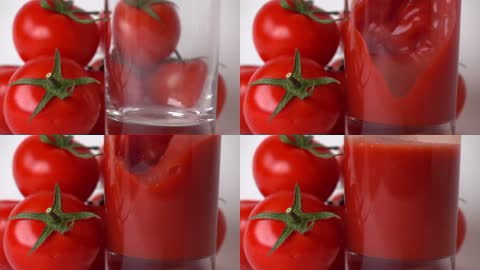 番茄汁倒入杯中视频