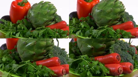 各种蔬菜西兰花胡萝卜红椒视频