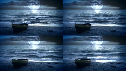 月亮大海小船视频