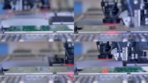微芯片电路板制造现代工业设备实拍