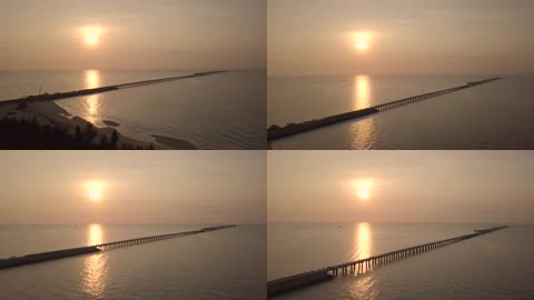夕阳晚霞跨海大桥大气实拍宣传实拍视频