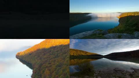 大自然美景 山川美景 湖面 湖水 河流 云雾缭绕山顶流云 流云 云烟