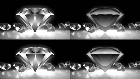 虚拟华丽高贵晶莹剔透钻石摆放旋转展示舞台屏幕LED背景视频素材