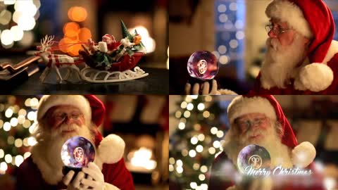 西方节日圣诞节圣诞树圣诞老人的礼物视频