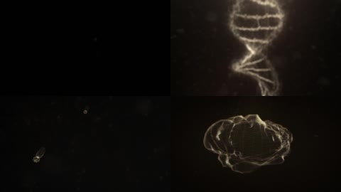 震撼三维空间粒子构建地球DNA人体虚拟场景高清LED背景视频素材
