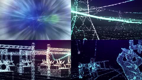 炫酷像素化光效粒子电力发电站形象宣传新视觉展现LED背景视频素材