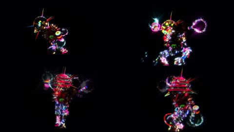 创意霓虹机器人跳舞合成